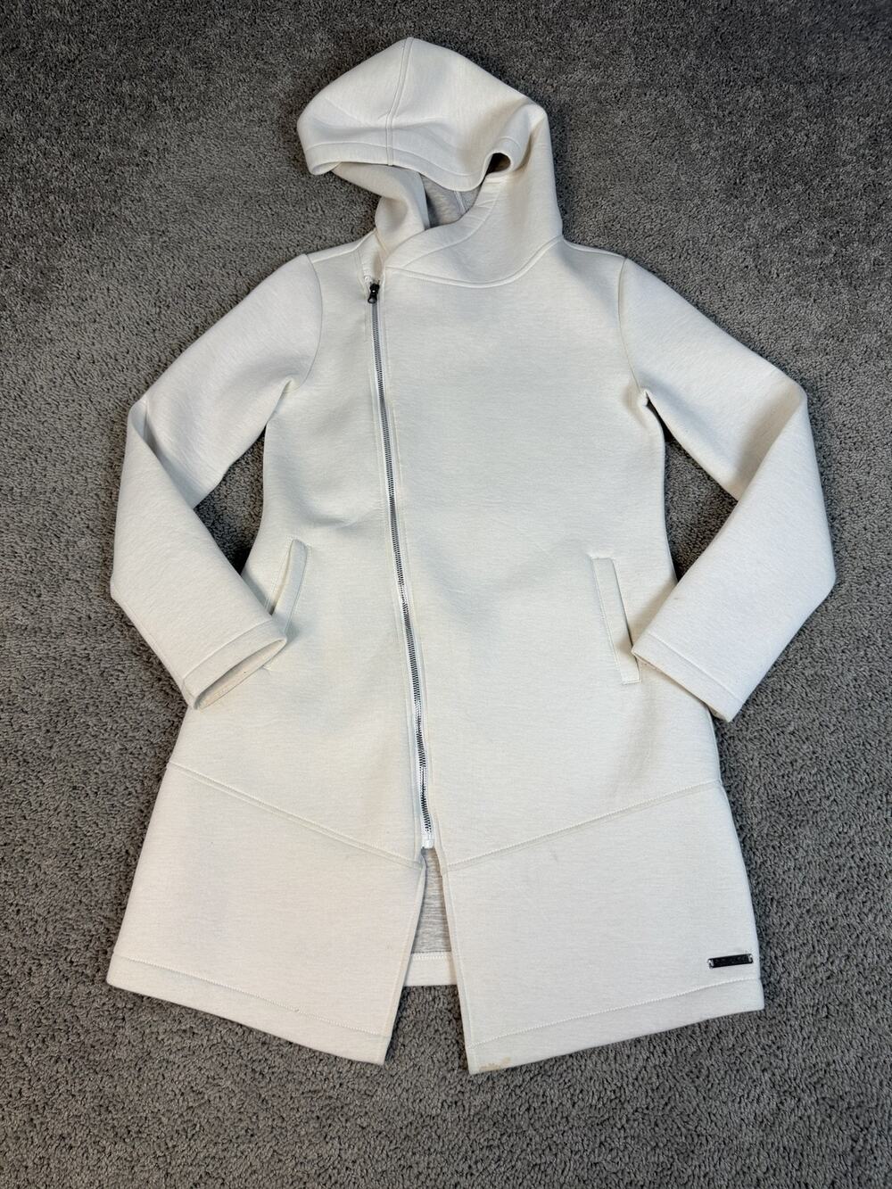 Betsey Johnson Hoodie Womens S White Full Zip Performance Slim Hooded Pockets